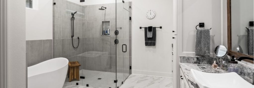 Master Bathroom Designed with Aging In Place principles that blend seamlessly with the overall design