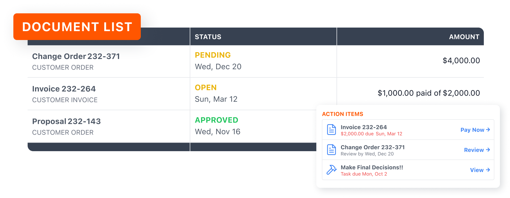 Photo of the Document access section in in our client project portal.