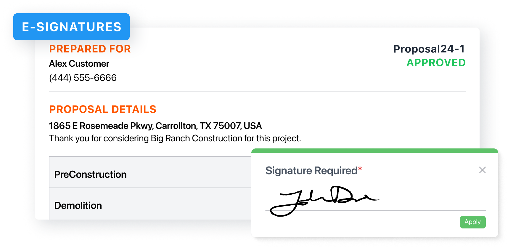 Photo of electronic signature capability for convenience.