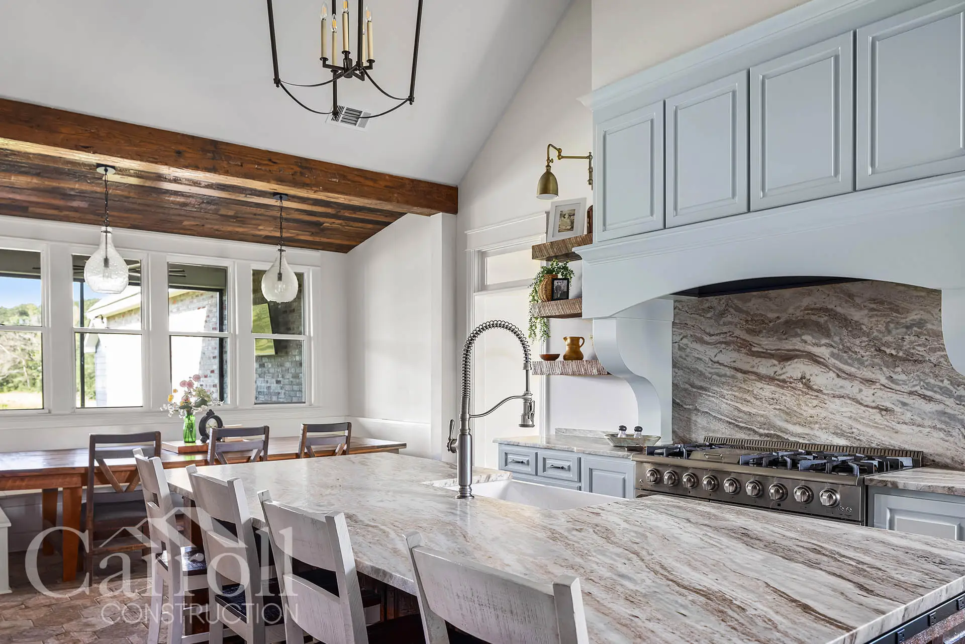 Bright Custom Kitchen built for the owner of Carroll Construction in the town of Clinton in East Feliciana Parish