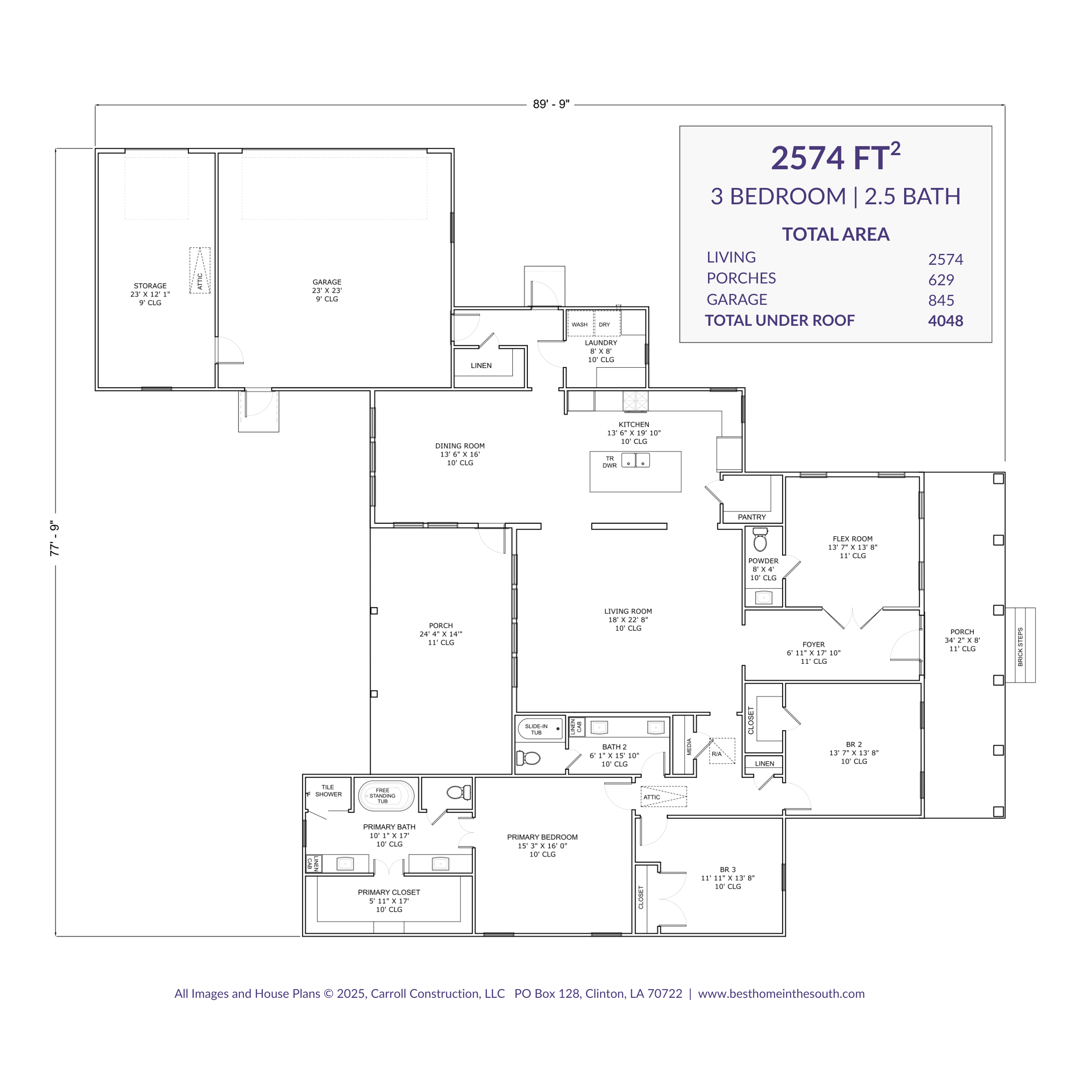 2574 SF Blairstown Acadian Farmhouse Floor Plan – 3BR, 2.5BA – Carroll Construction 2574 square foot Blairstown Acadian Farmhouse floor plan – 3 bedrooms, 2.5 bathrooms – Carroll Construction