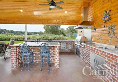 Custom construction outdoor kitchen and entertaining area