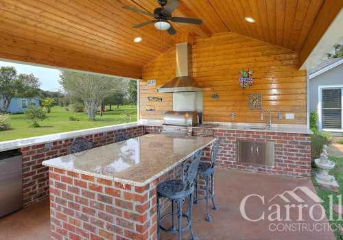Custom construction outdoor kitchen and entertaining area