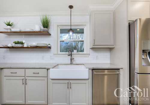 Farm sink, stainless appliances, backsplash and custom cabinets